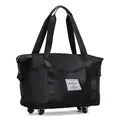 Large capacity black wheeled travel bag with water-repellent finish and foldable design - Black