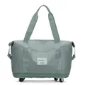 Foldable green wheeled travel bag with large capacity, waterproof nylon duffel bag SKU - Green