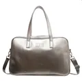 Large metallic silver travel tote bag with NOCO embossed logo and adjustable shoulder strap - Silver