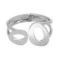 Primo piano di un bracciale rigido in metallo argento lucido con design a goccia ovale astratta - Stile Geometrico Traforato (Stile 7) / Argento
