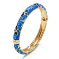 Vintage palace style blue enamel clover bangle bracelet with elegant gold-plated finish - Clover Style (9033 Blue) / Blue