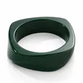 Polished dark green irregular wide resin bangle bracelet with subtle glitter - Dark Green Gold Powder Style (011) / Dark Green