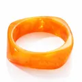 Fashionable irregular orange resin bangle with unique marble texture for women accessory - Bright Orange Amber Style (012) / Orange