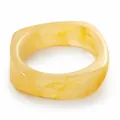 Irregular yellow marbled resin bangle with wide polished surface for women - Marble Yellow Style (08) / Light Yellow