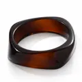 Elegant irregular tortoiseshell resin bangle with a polished finish and wide band design. - Translucent Amber Style (016) / Amber Ink Wash