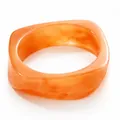 Polished orange marbled resin bangle with an irregular wide band design - Orange Art Style (017) / Orange Marbled