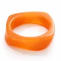 Irregular orange marbled resin bangle with polished amber finish wide fashion bracelet - Personality Irregular Style (019) / Orange Marbled