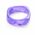 Modern purple marbled resin bangle with irregular wide surface and glossy finish. - Artistic Purple Style (Purple Transparent) / Purple Transparent