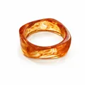 Chic irregular resin bangle featuring a beautiful amber marbled effect and polished surface - Classic Amber Style (Amber Transparent) / Amber Transparent