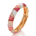 Elegante brazalete bañado en oro con motivos geométricos de esmalte rosa para mujer - Estilo de triángulo geométrico (DYZJ-SJXSZ rosa claro) / Rosa claro/Blanco