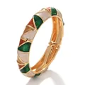 Brazalete rígido retro de esmalte colorido con triángulos geométricos dorados - Estilo de triángulo geométrico (DYZJ-SJXSZ marrón + verde) / Verde/Naranja/Blanco