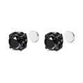 Detailed view of black zircon magnetic stud earrings with disc magnetic backings - 6mm (1 Pair) / Black