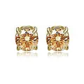 Elegant champagne zircon magnetic stud earrings for non-pierced ears in gold finish - 6mm (1 Pair) / Gold
