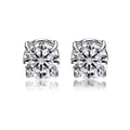 Boucles d'oreilles magnétiques unisexes avec zircone ronde et monture en argentée polie - 6mm (1 Paire) / Argent