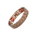 Retro-Magnettherapie-Armband aus antikem Kupfer mit gravierten Gliedern für Damen und Herren - Graviert Dreifarbig Punkt Antik Kupfer (03)