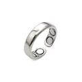 Verstelbare zilveren metalen ring voor magneettherapie met de interne magneten - Four Magnet Simple Style / 4 Magnets / Zilver