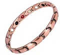 Retro antikes rotes Kupfer-Magnettherapie-Armband mit mehrfarbigen Steinen besetzt - Dünn Breit Dreifarbig Punkt Antik Kupfer (07)