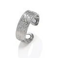 Verstelbare magnetische ring in zilver met bloemenreliëf voor welzijn en stijl - Bloemenreliëf Stijl / Verstelbaar Open / Zilver