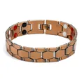 Antikes Magnetarmband aus rotem Kupfer mit bunten Steineinsätzen für Herren und Damen. - Kugelförmig Dekor Dreifarbig Antik Bronze (08)