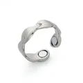 Hoogwaardige zilveren gedraaide magnetische therapiering met verstelbare manchet - Gedraaide geweven stijl / Verstelbaar Open / Zilver