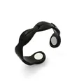 Verstelbare zwarte gedraaide magnetische ring met matte afwerking en zilveren magneten - Gedraaide geweven stijl / Verstelbaar Open / Zwart