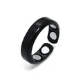 Verstelbare zwarte magnetische ring met een glanzende afwerking en vier magneten - Four Magnet Simple Style / 4 Magnets / Zwart