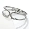 Bracciale rigido ondulato in metallo argento con finitura lucida minimalista ed elegante - Stile a onde irregolari (2) / Argento