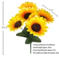 Realistischer künstlicher Sonnenblumenstrauß mit 5 Köpfen für Heim- und Außendekoration - 5-Kopf Sonnenblumenstrauß