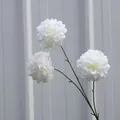 Eleganter 3-köpfiger weißer künstlicher Pompon-Chrysanthemenzweig für Hochzeiten - Weiß