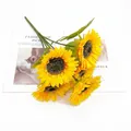 Wunderschöner künstlicher Sonnenblumenstrauß mit 5 Köpfen für Heim und Hochzeit - 5-Kopf Sonnenblume (B12) / 12cm Durchmesser