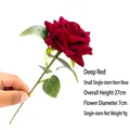 Rosa artificiale di velluto rosso scuro premium con stelo per decorazioni nozze, 27 cm - Piccola Rosa ad Angolo Singola in Velluto (Rosso Scuro) Fiore da 7cm / 27cm / Rosso scuro