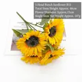 Lebendiger künstlicher Sonnenblumenstrauß mit fünf Köpfen für Heim- und Hochzeitsdeko. - 5-Kopf Sonnenblume (B15) / 15cm Durchmesser