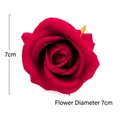 Testa di rosa artificiale in velluto rosso realistica da 7 cm per decorazioni nozze - Testa di Rosa Perla (Rosso Scuro) da 7cm di Diametro / Testa di Fiore 7cm / Rosso scuro
