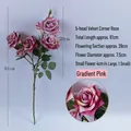 Elegante ramo di rosa artificiale in velluto rosa sfumato a 5 teste per decorazioni casa - Sfumatura rosa