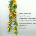 Artificial sunflower vine for wall decoration, 170cm length with 29 flower heads. - SJ122 Vine Style (29 Heads) / Length approx 170cm (9 Big 20 Small Flowers) / Yellow