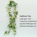 Lifelike artificial sunflower vine with white blossoms and green foliage for wall decor - SJ122 Vine Style (29 Heads) / Length approx 170cm (9 Big 20 Small Flowers) / White