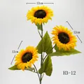 Girasol artificial de 3 cabezas con flores de 12 cm de diámetro para decoración - Estilo de 3 Cabezas (12cm) (H3-12)