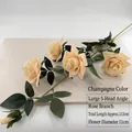 Ramo di rose artificiali in velluto champagne a 5 teste, 113cm per decoro matrimonio. - Rosa Angolare (Champagne)