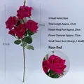 Spray di rose artificiali magenta con 5 teste in flanella realistiche per decoro - Rosso rosa