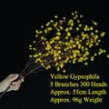 Vibranter gelber künstlicher Schleierkrautstrauß mit 300 Blütenköpfen, 55 cm lang - 5 Zweige 300 Köpfe / Gelb