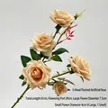 Rose artificiali realistiche in velluto crema a 5 teste, gambo da 61 cm per matrimoni - Champagne