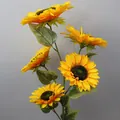 Künstlicher Sonnenblumenstrauß mit 5 Köpfen für elegante Heim- und Hochzeitsdeko - Kleiner 7-Blatt-Stil (SJ-Z11-1) / 5 Köpfe Bündel
