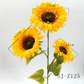 Tallo de girasol artificial de 3 cabezas con flores de 15 cm para decorar el hogar - Estilo de 3 Cabezas (15cm) (SJ-Z125)