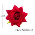Testa di rosa artificiale in velluto rosso di alta qualità con diametro di 7 cm, rossa - Testa di Piccola Rosa ad Angolo (Rosso) Diametro ≈8cm / Testa di Fiore 8cm / Rosso