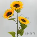Girasol artificial amarillo de tres cabezas para decoración y accesorios de fotografía - Estilo de 3 Cabezas (18cm) (SJ-Z176)