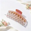 Elegant iridescent UV plated hair claw clip with jelly gradient and floral details - Dragon Bone Style / Gradient Orange