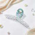 Close-up detail of the elegant iridescent UV-plated 13cm ribbon-style hair claw clip - UV Electroplated Gradient Blue