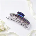 Elegant iridescent UV plated hair claw clip with gradient blue-purple jelly finish - Dragon Bone Style / Gradient Gun Black