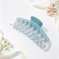 Close-up of iridescent blue-green gradient shark claw clip with UV plated finish - Dragon Bone Style / Gradient Blue
