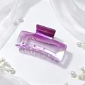 Macro detail showing the purple iridescent UV electroplated square hair claw clip texture - Gradient Rose Red